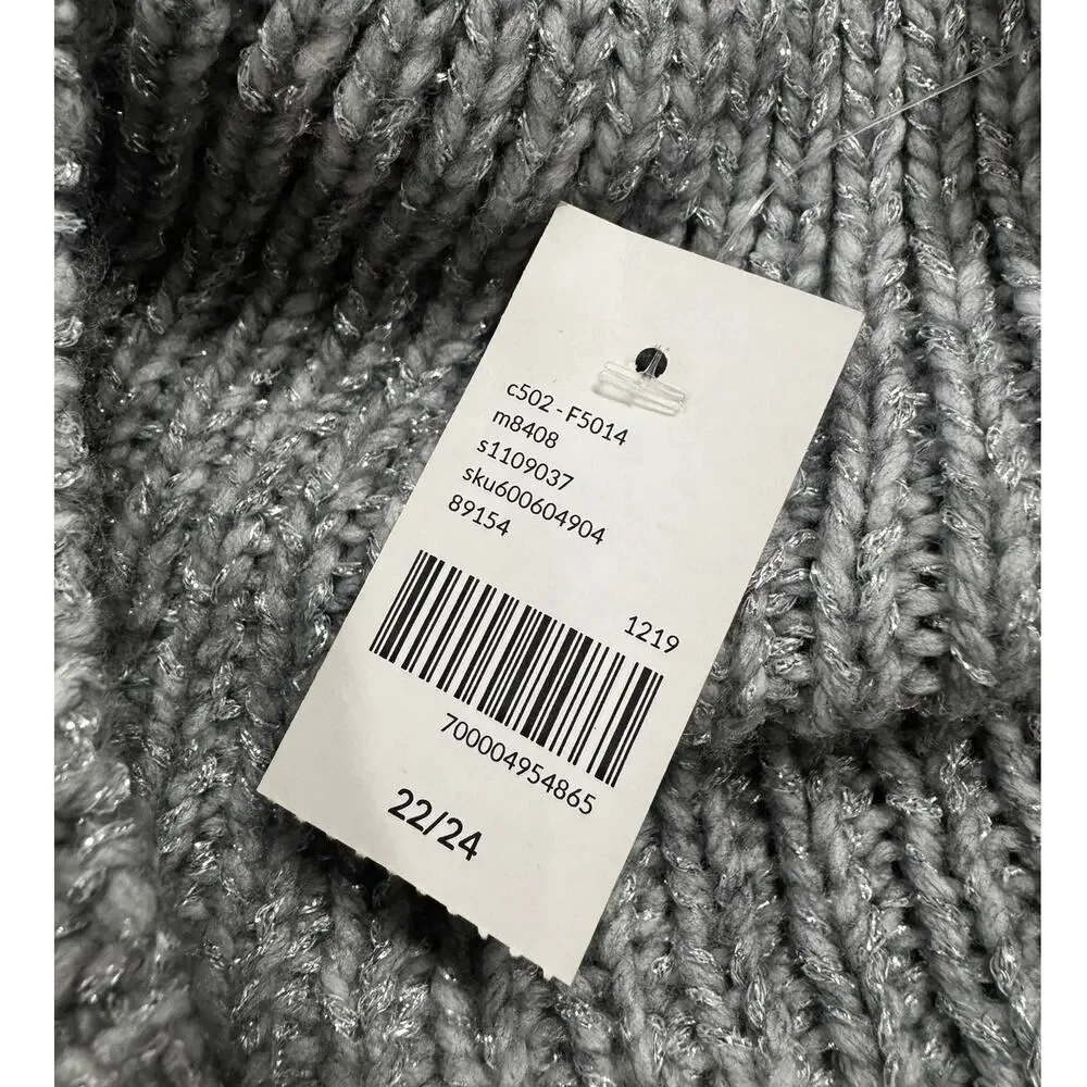 Lane Bryant NEW NWT Womens Plus Size 22/24 Metallic Gray Turtleneck Sweater